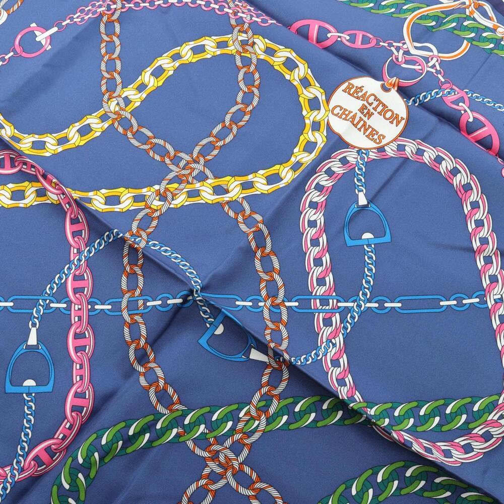 HERMES Blue Silk Scarf - Picture 5 of 7